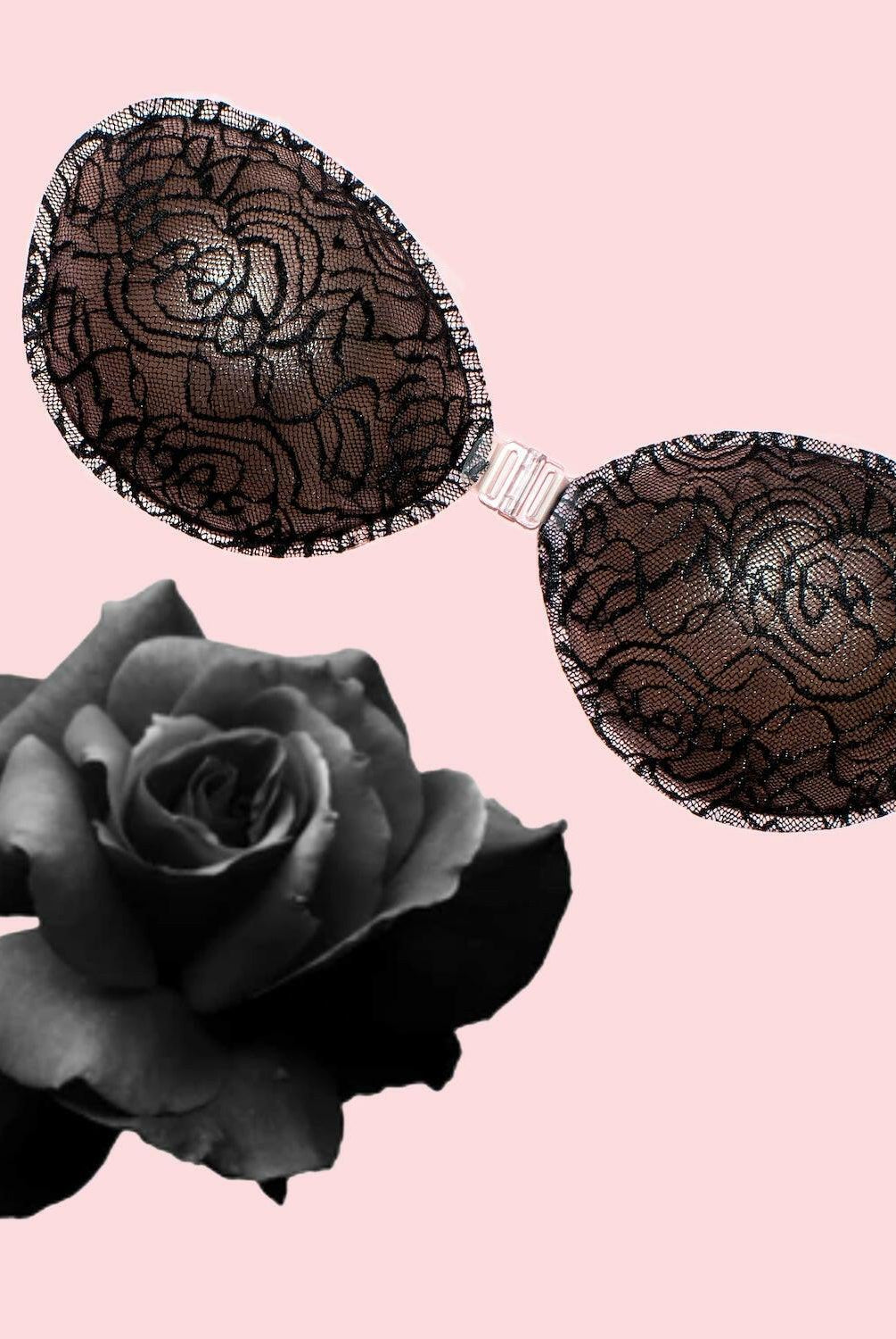 Adhesive Lifting Backless Bra with Lace Black Rose - InvisiBra