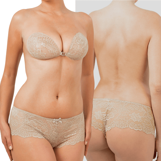 French Floral Lace Knickers In Nude Glamour.
